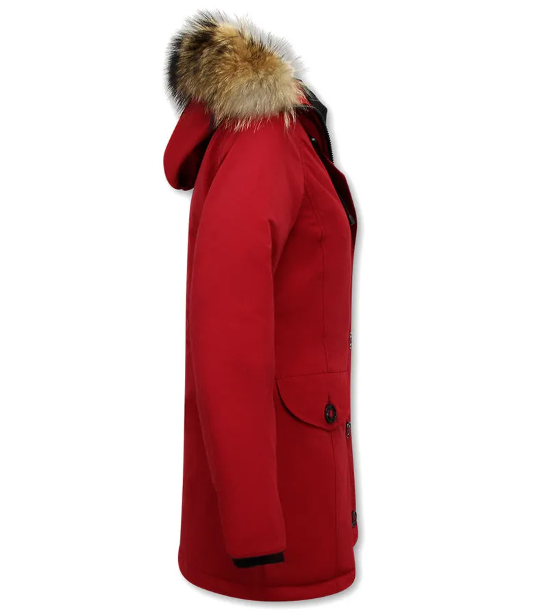 PARKAS MUJER CON PIEL  8201  ROJO
